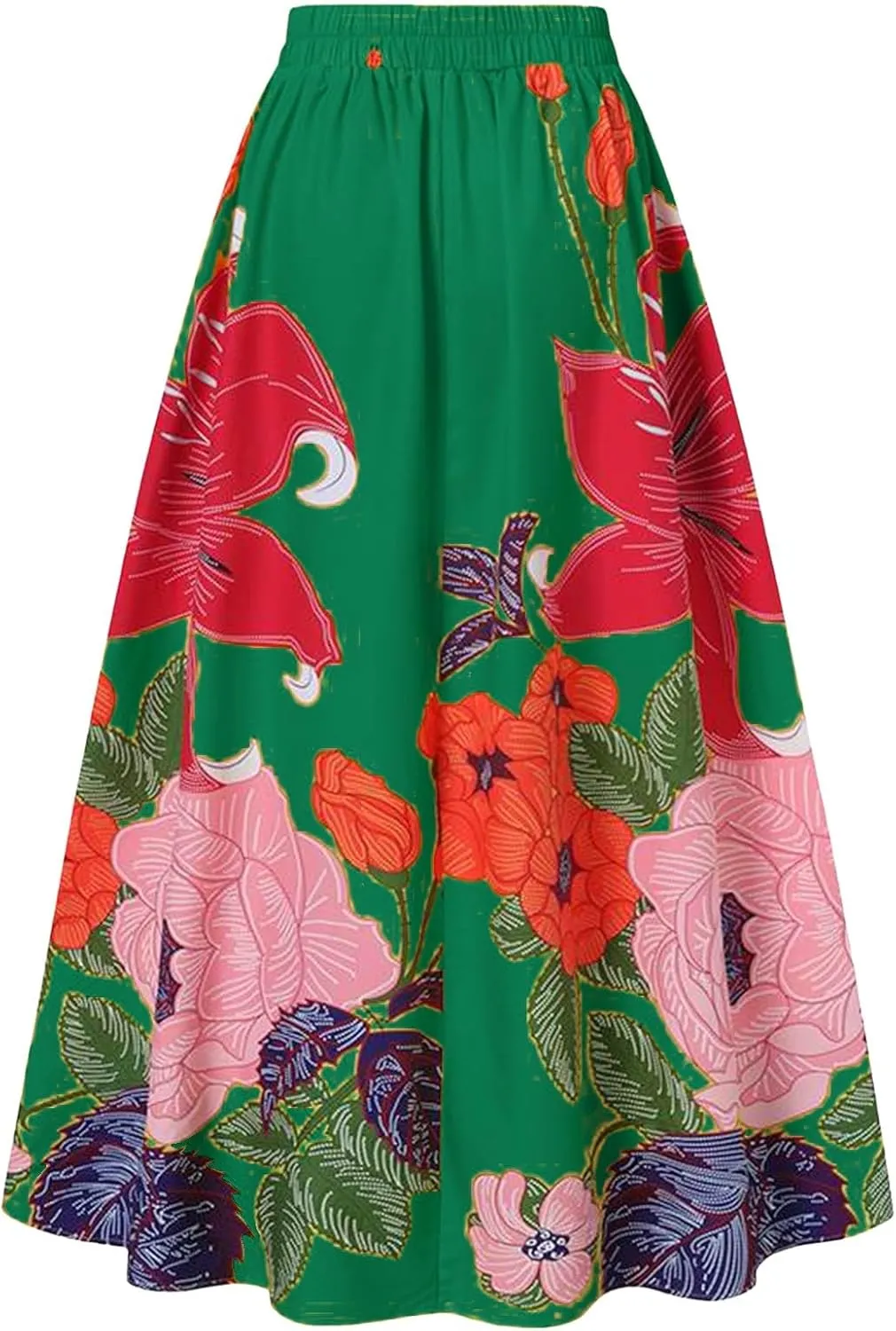 Pencil Skirt for Women Tummy Control High Waist Maxi Skirt Casual Loose Flowy Boho Party Long Women's Skirts with Pocket
