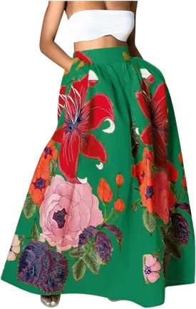 Pencil Skirt for Women Tummy Control High Waist Maxi Skirt Casual Loose Flowy Boho Party Long Women's Skirts with Pocket