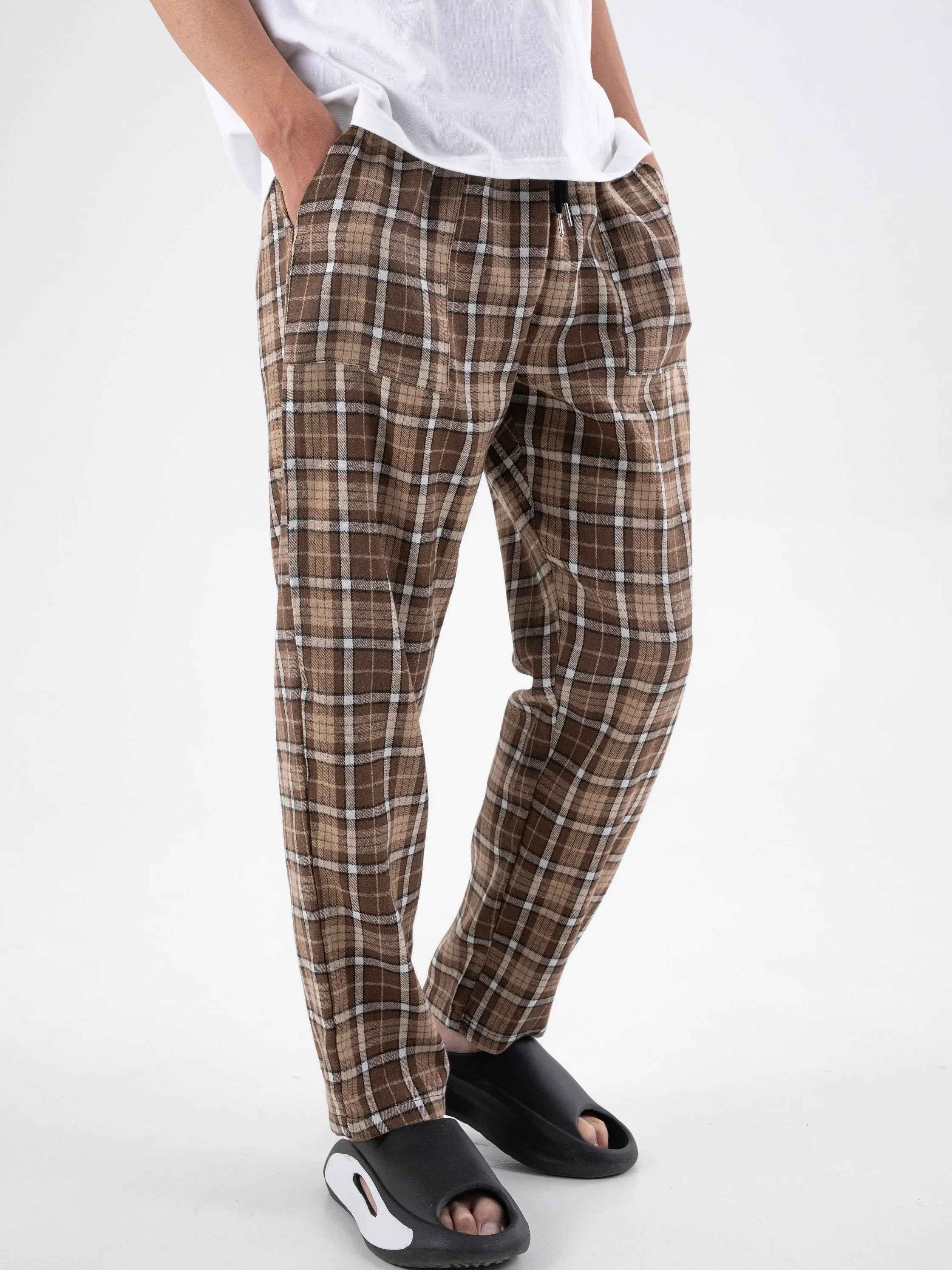 Plaid Bedroom Pajamas Soft and Breathable Mens Sleepwear