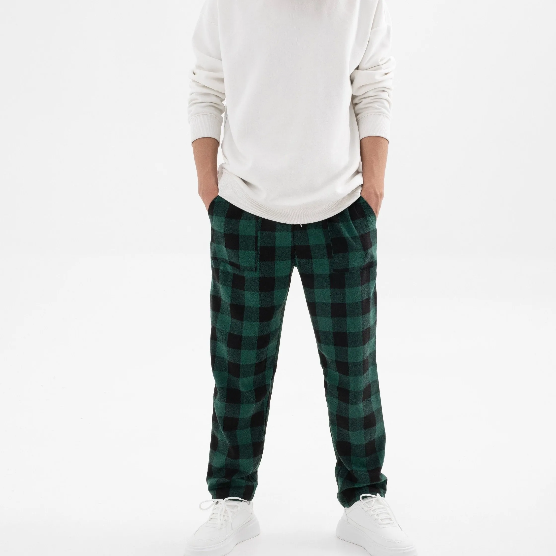 Plaid Bedroom Pajamas Soft and Breathable Mens Sleepwear