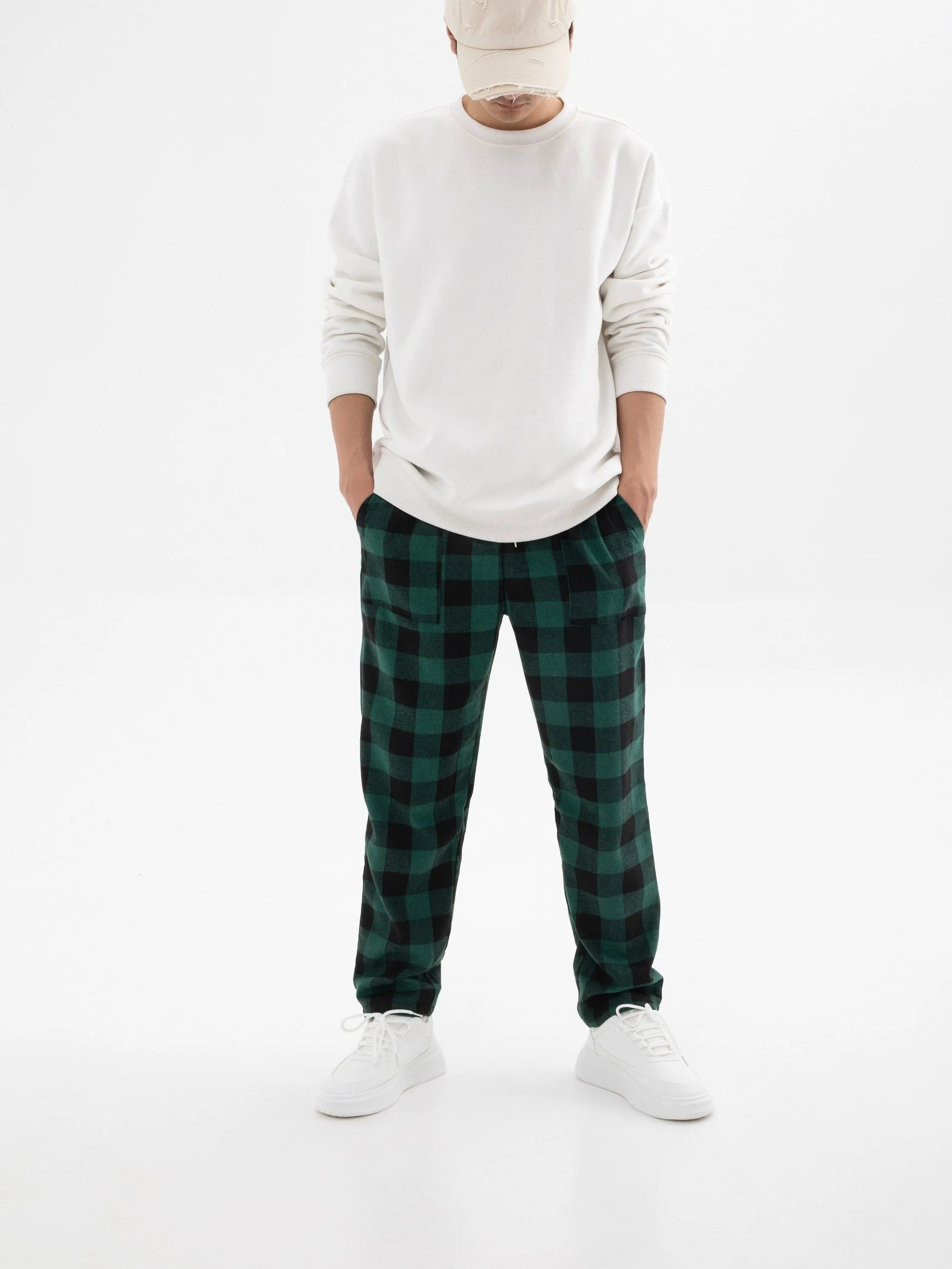 Plaid Bedroom Pajamas Soft and Breathable Mens Sleepwear