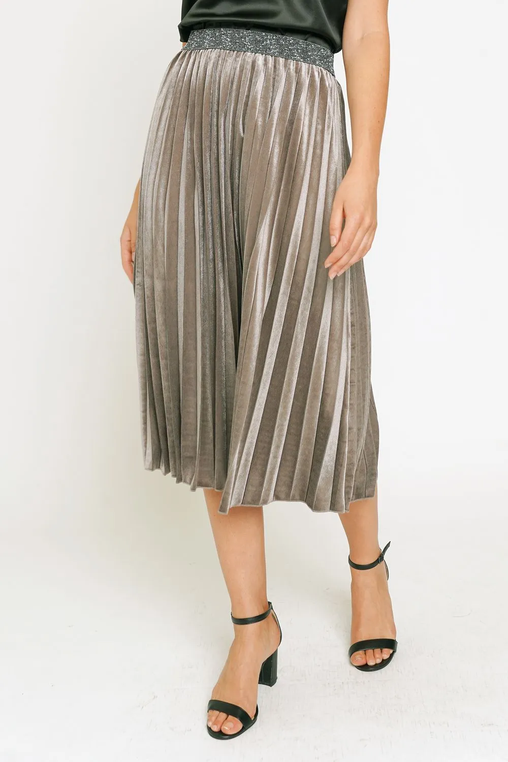 Pleated Velvet Skirt