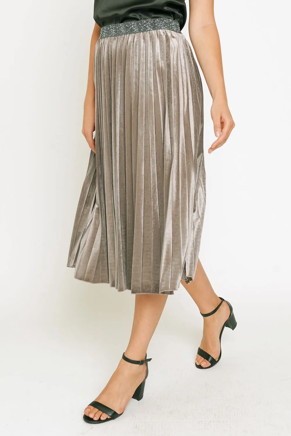 Pleated Velvet Skirt