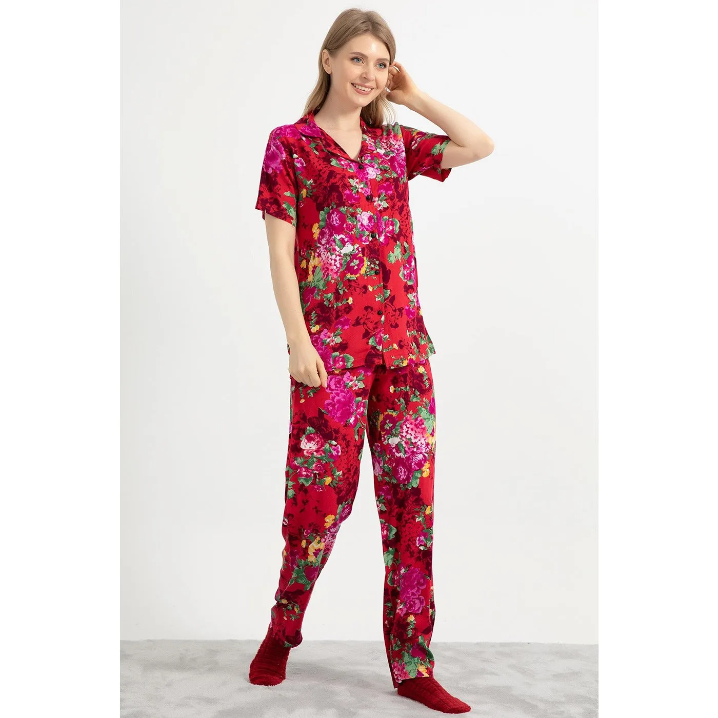 Red Floral PJ Set