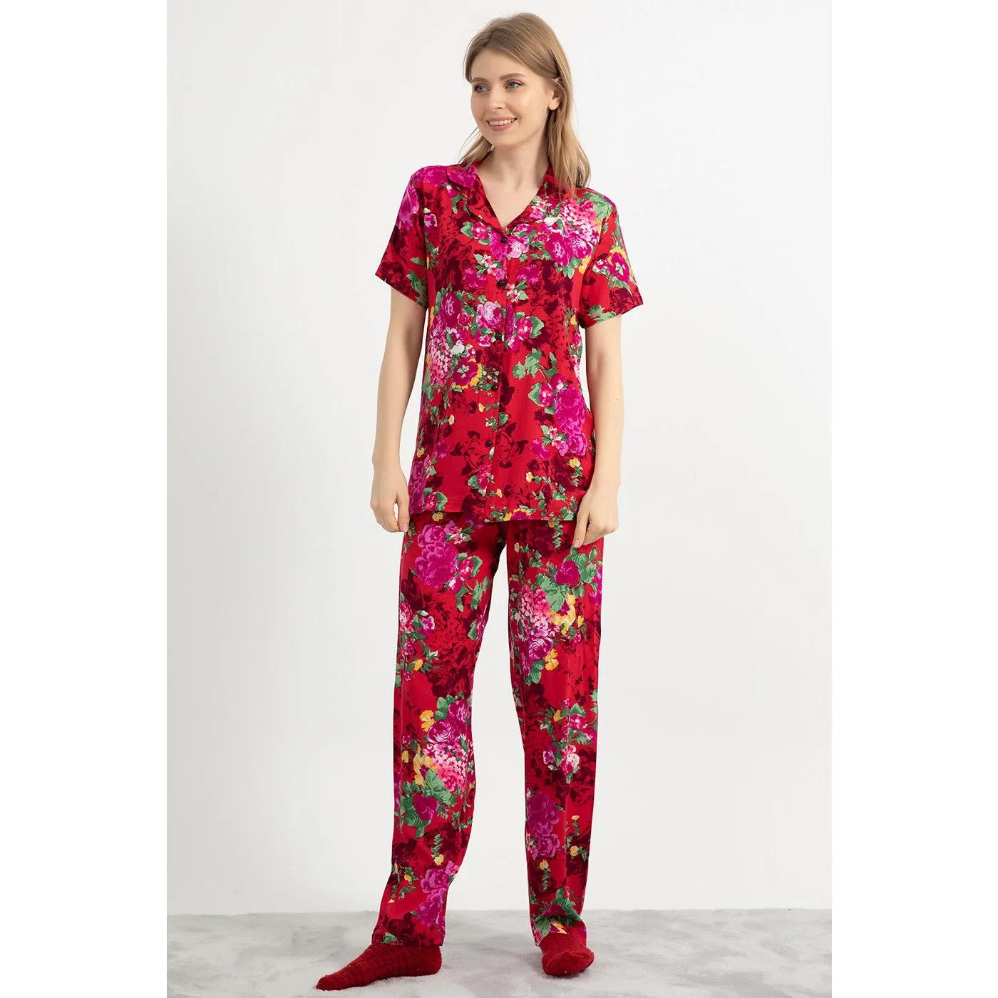 Red Floral PJ Set