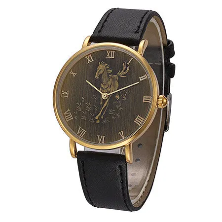 Relojes Hombre 2017 Antique Horse Watch Business Wristwatch Waterproof Horloges Mannen Quartz-Watch Brand Luxury Glod Watch Men
