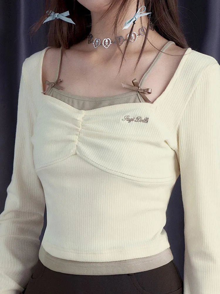 Slim long-sleeved blouse T-shirt【s0000010110】