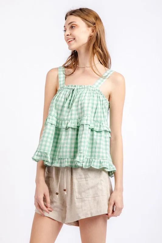 Taylor Plaid Ruffle Top