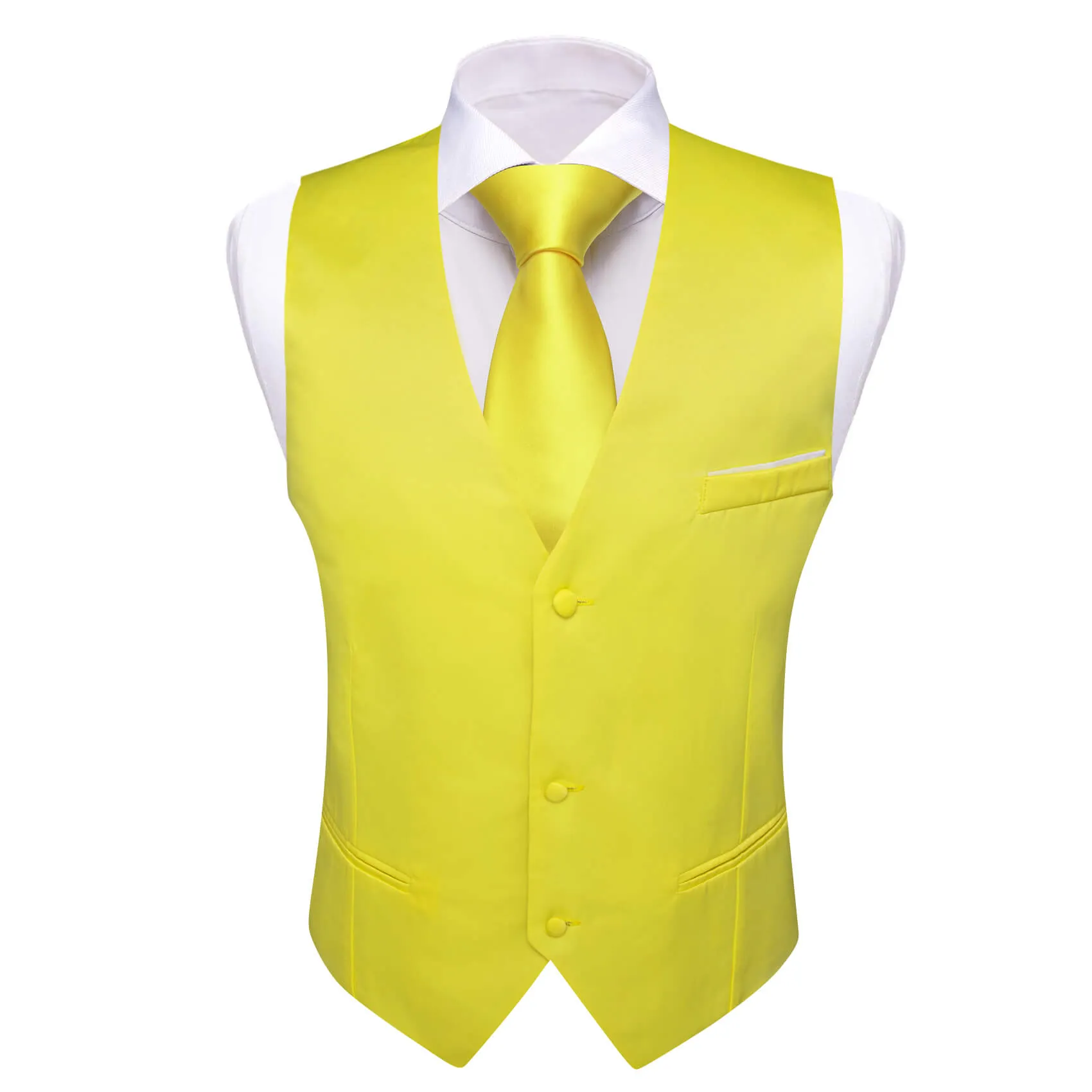 Ties2you Work Vest for Mens Yellow Silk Suit Vest Top Business
