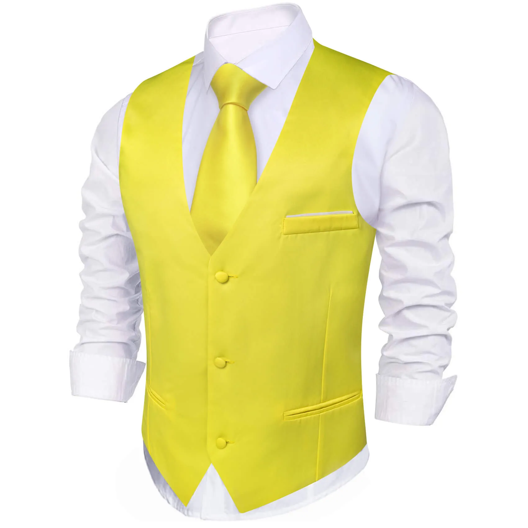 Ties2you Work Vest for Mens Yellow Silk Suit Vest Top Business