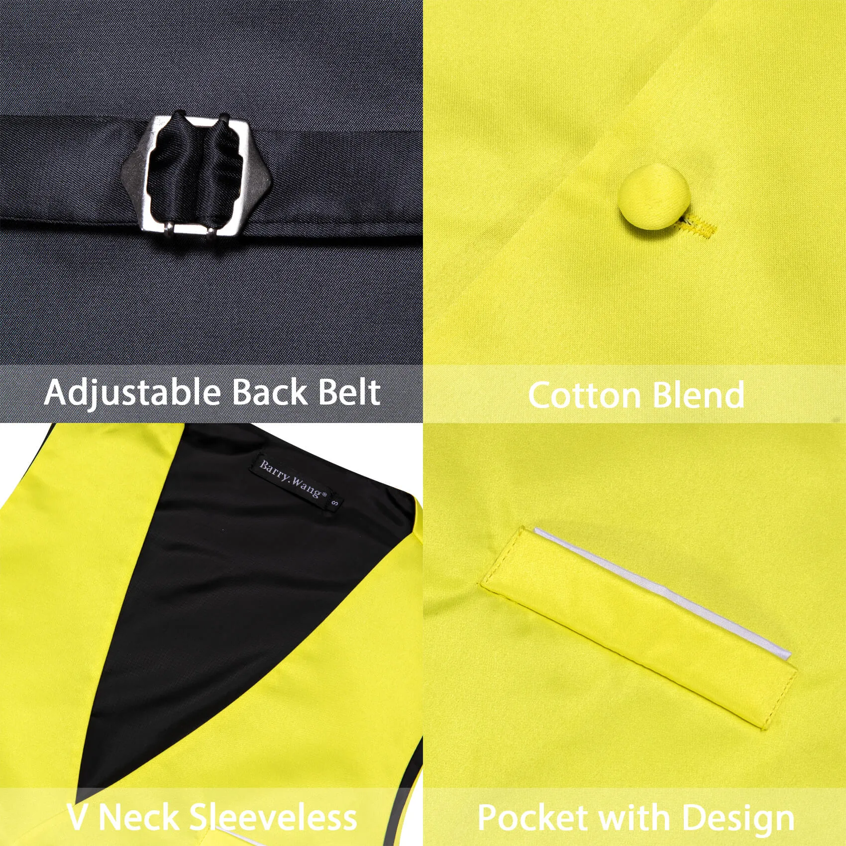 Ties2you Work Vest for Mens Yellow Silk Suit Vest Top Business