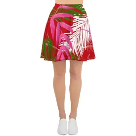 TROPICAL LEAVES RED SKATER SKIRT