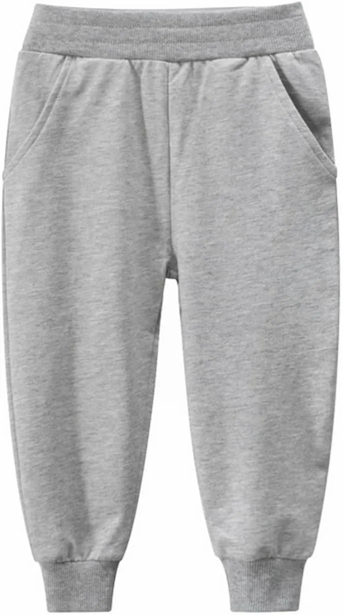 Unisex Toddlers Cotton Pull On Jogger Pants, Elastic Waist Stretch Pants, Baby Boy Girl Lightweight Sweatpants