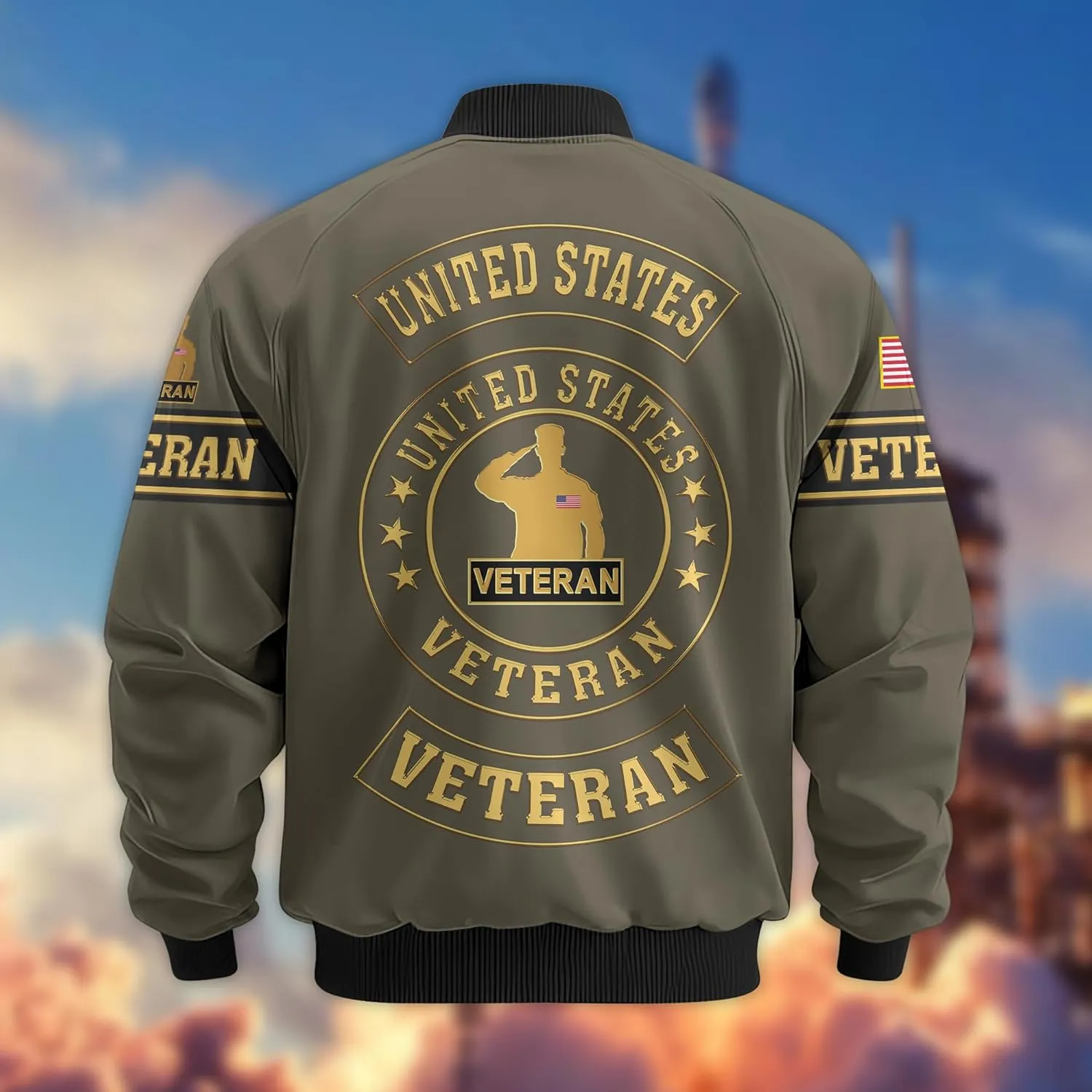 Veterans Jackets Military Bomber Jacket Men Patriotic Jacket Veteran Gifts Veterans Coat Mens Winter Jacket Veteran