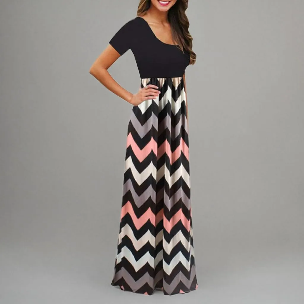 Women Plain Maxi Dresses 2025 Summer Short Sleeve Loose Casual Beach Long Dresses with Pockets