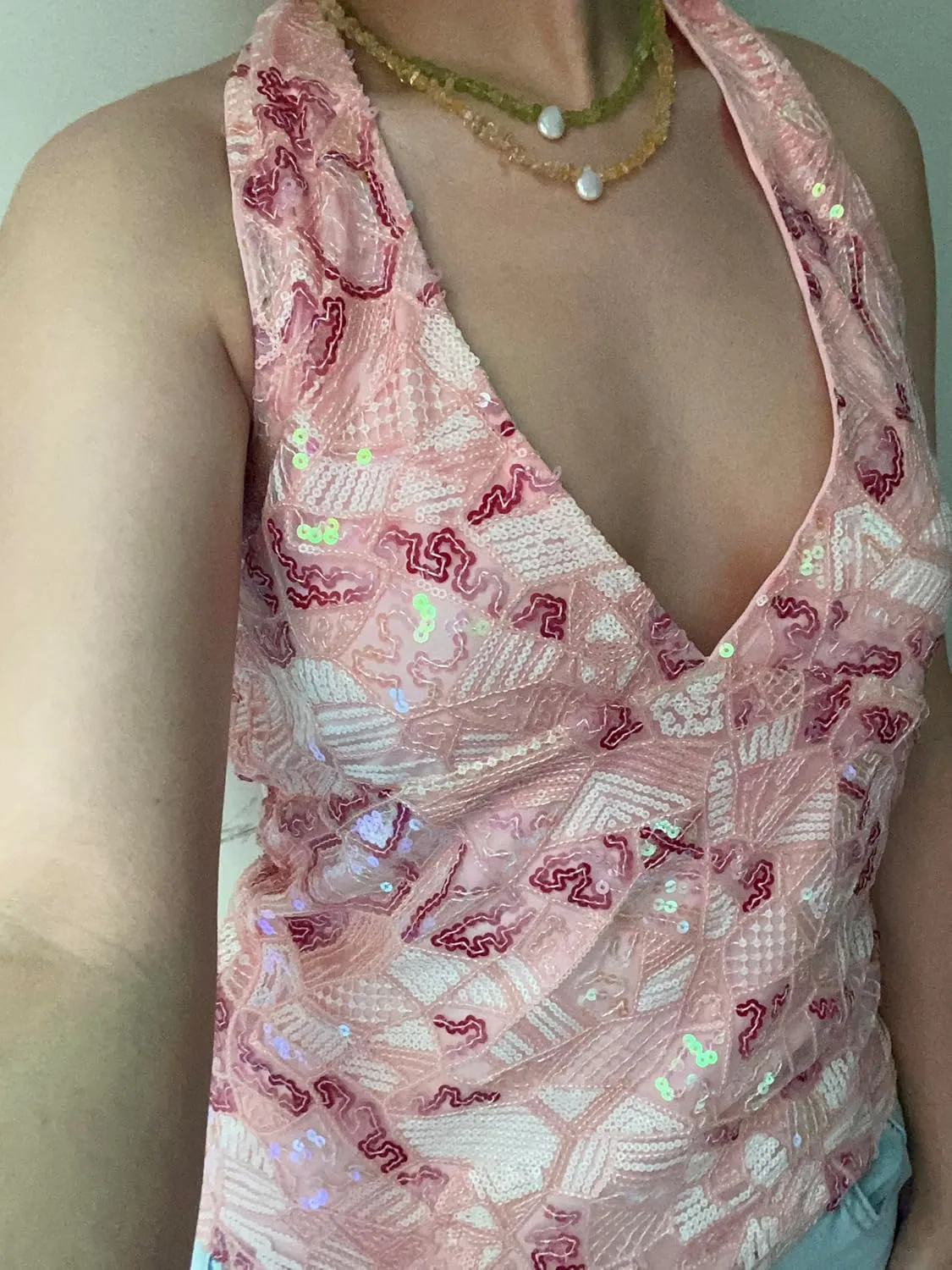 Women Y2k Sequin Floral Tank Top Sparkle Pearl Embellished Cami Top Sleeveless Rhinestone Crop Top
