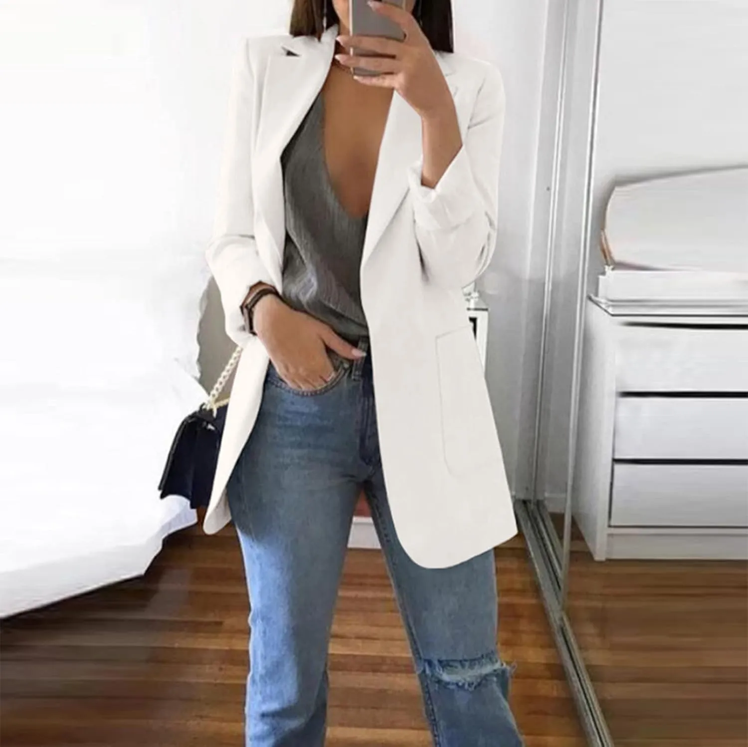 Women's Blazers & Suit Jackets Dressy Oversized Blazers for Women Casual Work Open Front Long Sleeve Suit Jacket