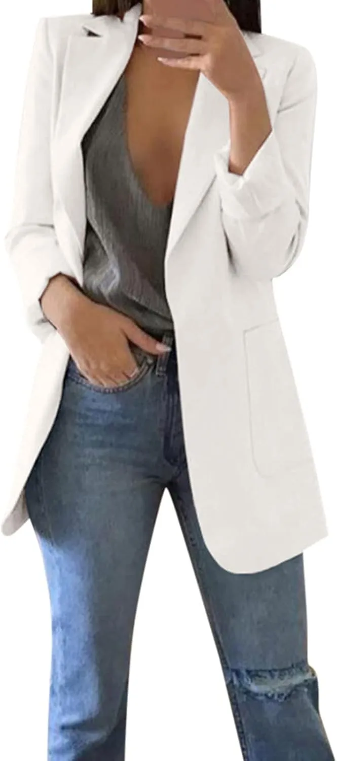 Women's Blazers & Suit Jackets Dressy Oversized Blazers for Women Casual Work Open Front Long Sleeve Suit Jacket