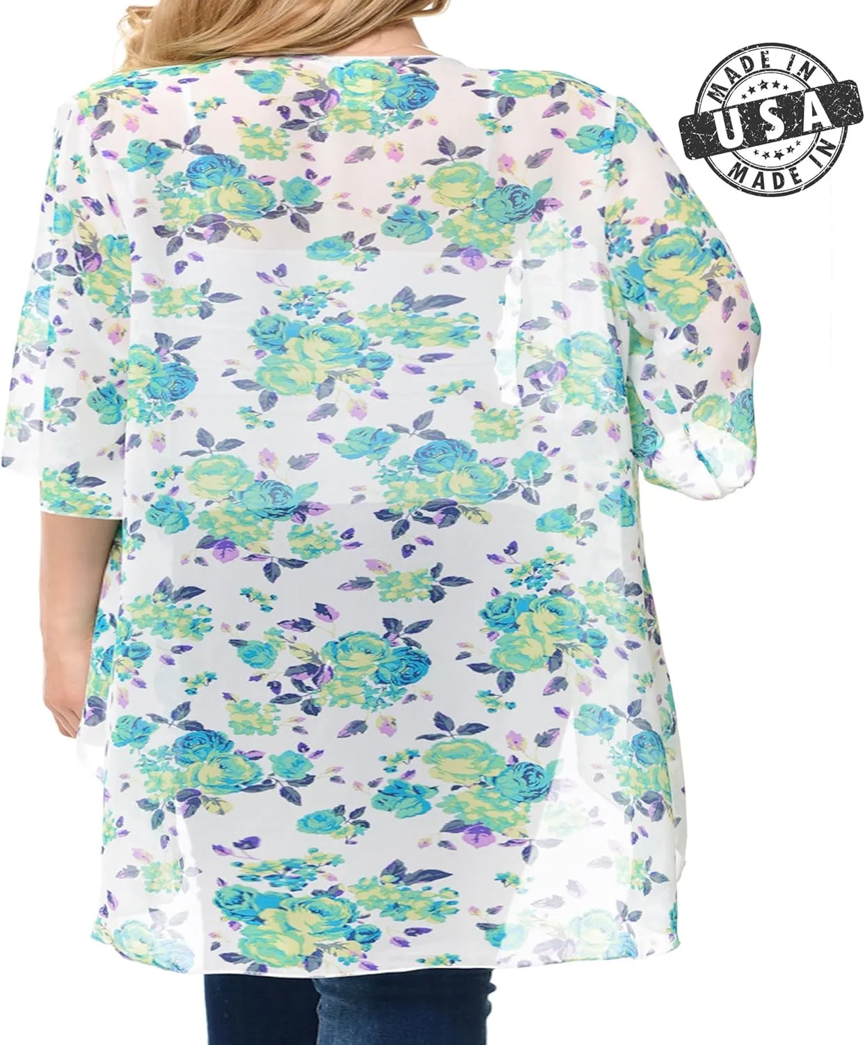 Women's Floral Print Kimono Cardigan Loose Open Front Lightweight Chiffon Vest Cardigan Cover up