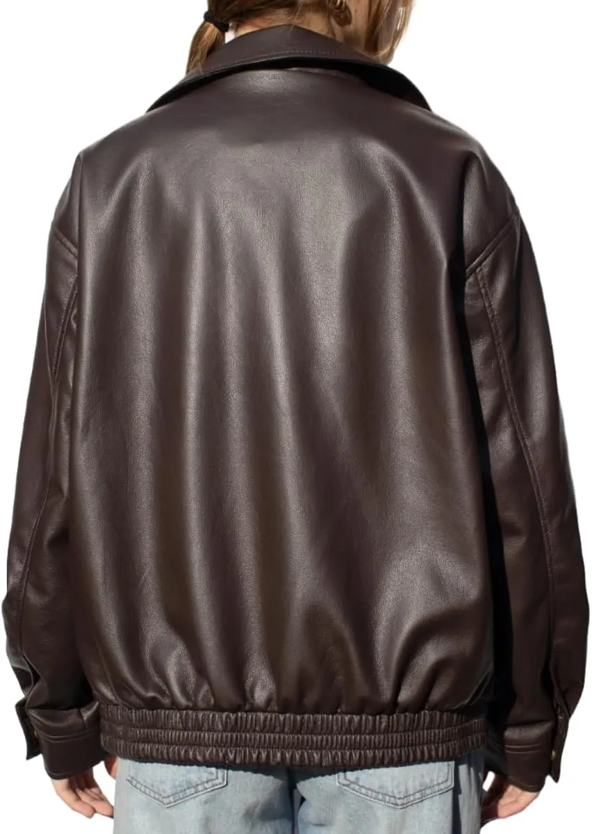 Women's Oversized Leather Jacket, Women's Oversized Leather Bomber Jacket, Premuim Plus Size Womens Jacket