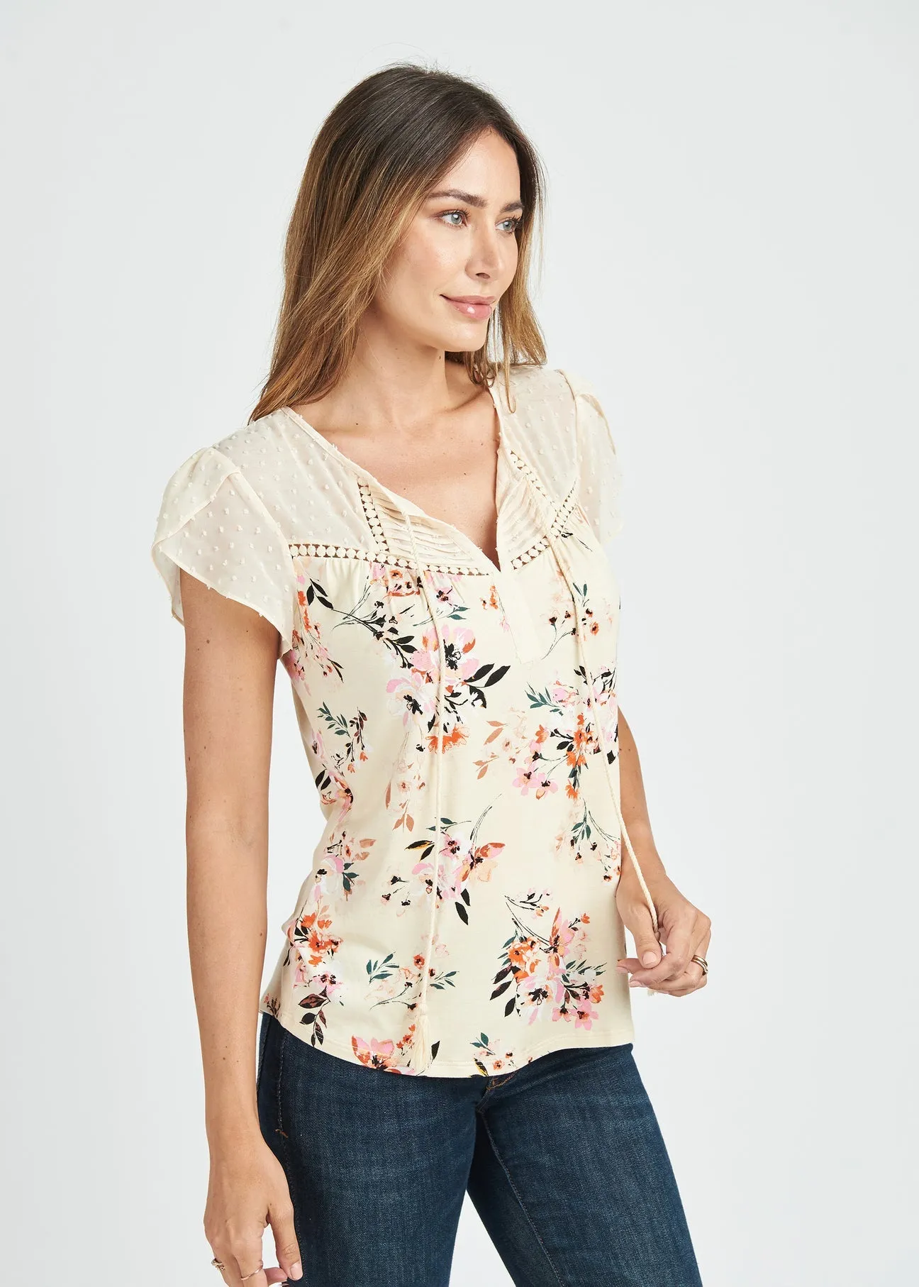 Zoey Ruffled Ivory Top
